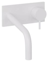 Waterevolution Flow inbouw wastafelkraan met afdekplaat mat wit met uitloop 15cm T1161BBR-15