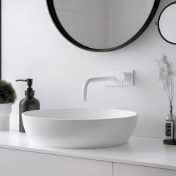 Waterevolution Flow inbouw wastafelkraan met afdekplaat mat wit met uitloop 15cm T1161BBR-15