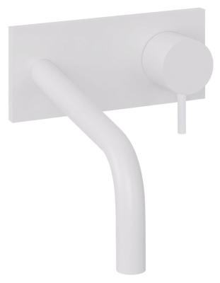 Waterevolution Flow inbouw wastafelkraan met afdekplaat mat wit met uitloop 15cm T1161BBR-15