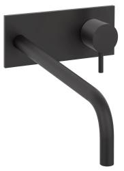 Waterevolution Flow inbouw wastafelkraan met afdekplaat mat zwart met uitloop 21cm T1161BPR-21