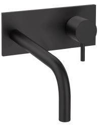 Waterevolution Flow inbouw wastafelkraan met afdekplaat mat zwart met uitloop 15cm T1161BPR-15