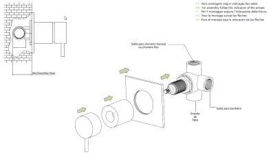 Waterevolution Flow inbouw 2-weg omsteller ronde rozet mat wit T1482SBR