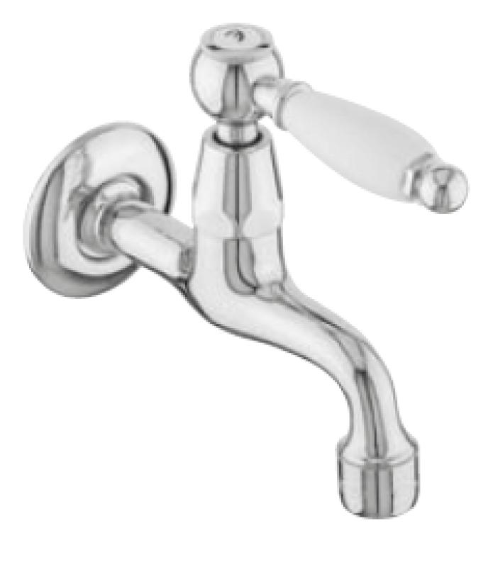 PB klassieke muur fonteinkraan met witte hendel koud water brons 1208853512