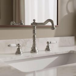 PB klassieke kraan 3 gats wastafelkraan Witte hendels RVS 1208854282