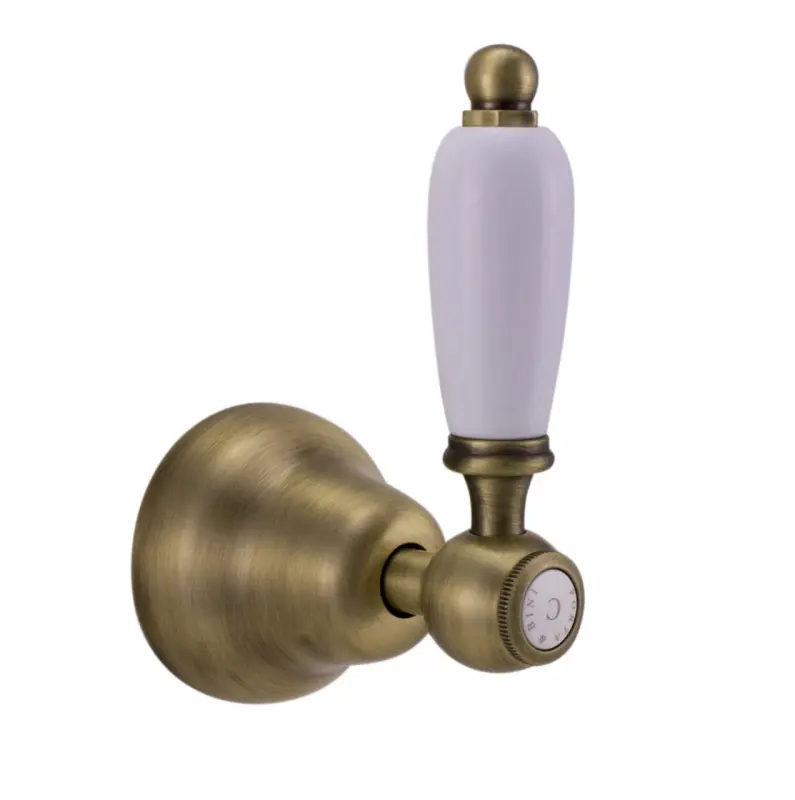PB klassieke kraan inbouw stopkraan met witte hendel Brons 1208854662