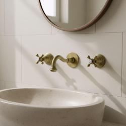 PB klassieke inbouw muurkraan met sterknoppen 20 cm uitloop Brons 1208855082