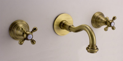 PB klassieke inbouw muurkraan met sterknoppen 20 cm uitloop Brons 1208855082
