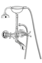 PB klassieke kraan opbouw badkraanset met sterknoppen Chroom inclusief handdouche 1208855152