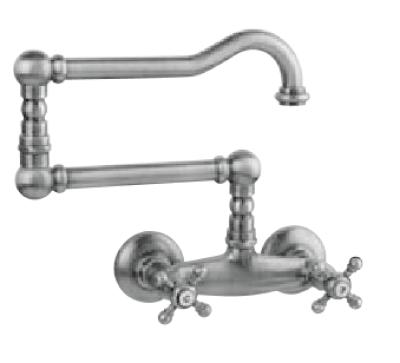 PB klassieke opbouw muurkraan sterknoppen lange draaibare uitloop RVS 1208855462