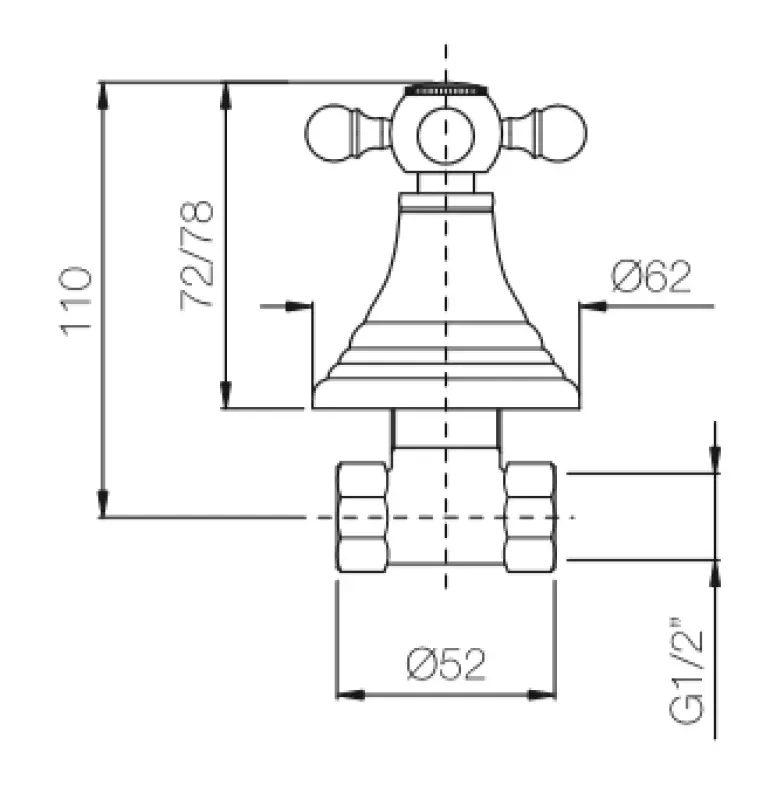 PB klassieke kraan inbouw stopkraan met sterknop Brons 1208855572