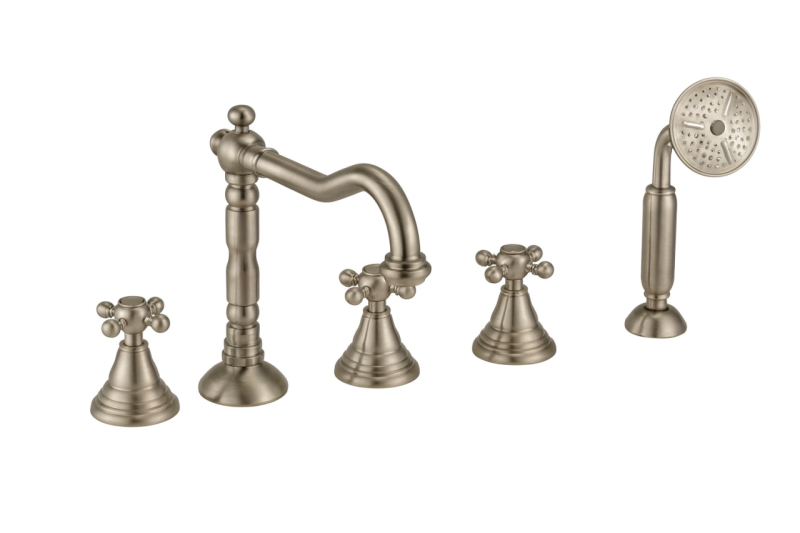 PB klassieke 5-gats badrandkraan met sterknoppen RVS 1208855792