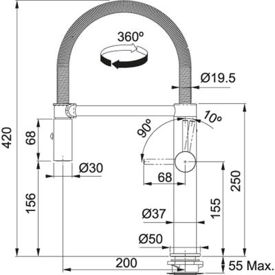 Franke Pescara Semi Pro L Keukenkraan flexibele uitloop rvs 115.0472.960