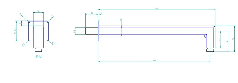 Zazzeri QQUADRO vierkante douchearm 330mm chroom 5700BR01A00CRCR
