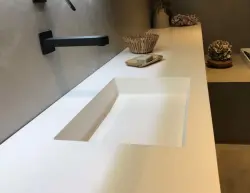 Solid-S Trend solid surface wastafel 160x50x10cm mat wit - 2 wasbakken 1208911242