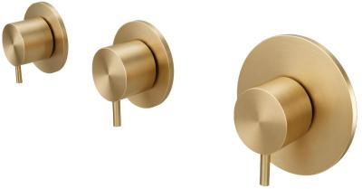 Waterevolution Flow inbouw douchethermostaat met 2 stopkranen geborsteld messing 1208916452