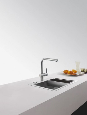 Franke RVS geborstelde Keukenkraan Atlas Neo uittrekbare uitloop inox 115.0521.438