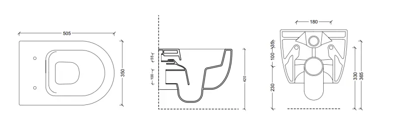 OUTLET Flavio Murano rimless wandtoilet beton grijs incl. softclose zitting en quickrelease 1208920965