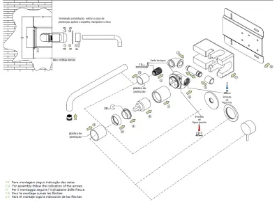 Waterevolution Flow inbouw wastafelkraan PVD Light Gold met uitloop 15cm T116WGE-15