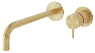 Waterevolution Flow inbouw wastafelkraan PVD Light Gold met uitloop 25cm T116WGE-25