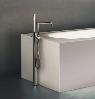Waterevolution Flow vrijstaande badkraan met handdouche Light Gold T133WGE