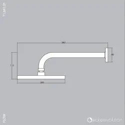 Waterevolution Flow hoofddouche 200mm met muuraansluiting Gun Metal T1641GME