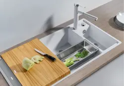 Blanco Axia III 6 S - 1.5 spoelbak met spoeltafel in wit - snijplank in essenhout - 523466