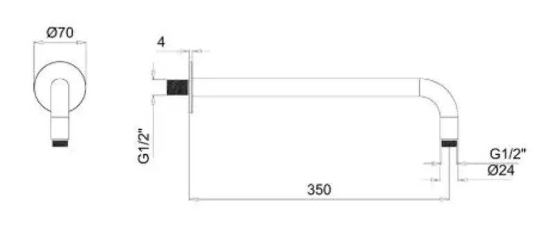 SB Rubinetterie Universale muur douche arm rond 35cm kleur Mat wit 1208946667