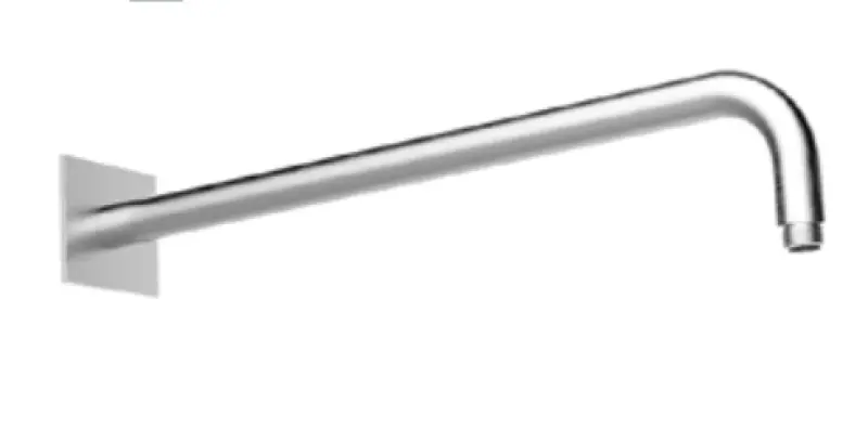 SB Square 316 muur douche arm rond 45cm met vierkante rozet massief geborsteld 316 RVS