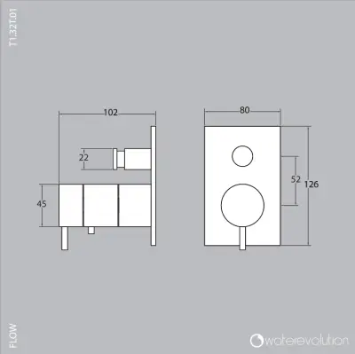 Waterevolution Flow inbouw douchethermostaat met 2 uitgangen mat wit T132TBBBR met TEC box