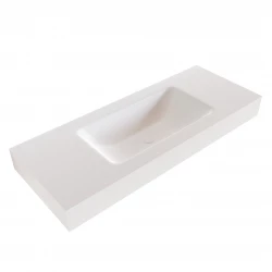 Solid-S Miami Small solid surface vrijhangende wastafel 70x46x12cm mat wit - 1 wasbak midden 1208947382