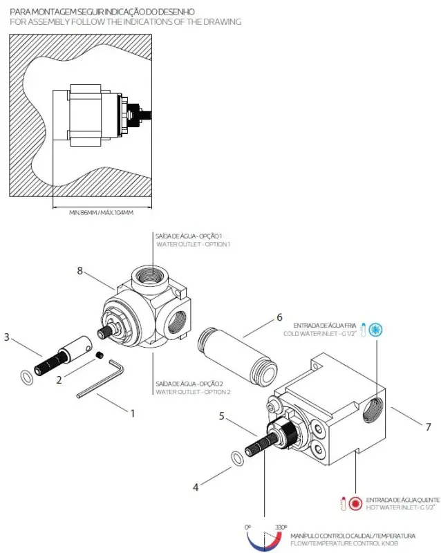 Waterevolution Flow inbouw douchethermostaat met 1 omstelkraan gun metal 1208948849