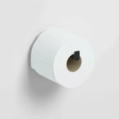 Clou Flat Toiletrolhouder recht zonder klep mat zwart