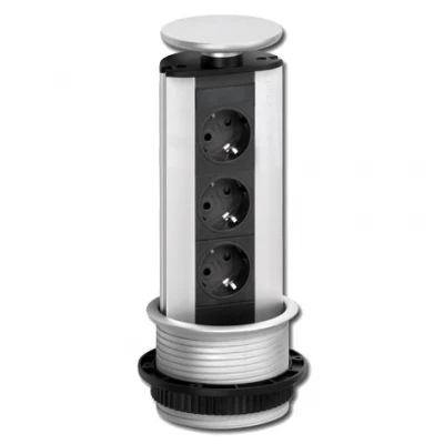 EVOline Port 3 Verzinkbare contactdoos penaarde witte deksel