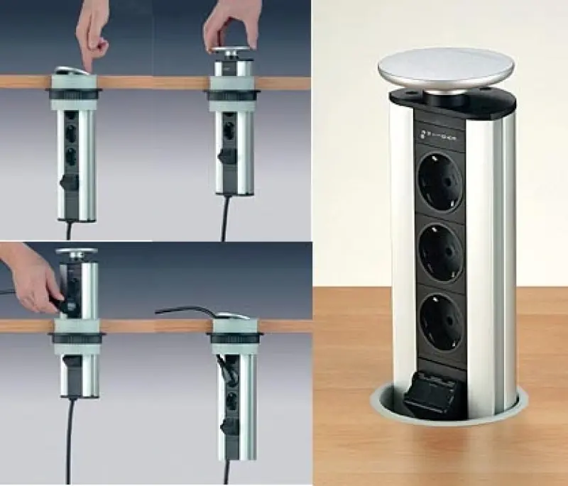 EVOline Port 3 Verzinkbare contactdoos penaarde witte deksel