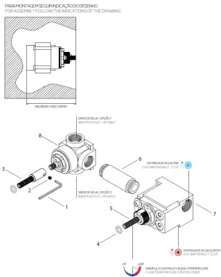 Waterevolution Flow inbouw douchethermostaat met 1 omstelkraan  koper