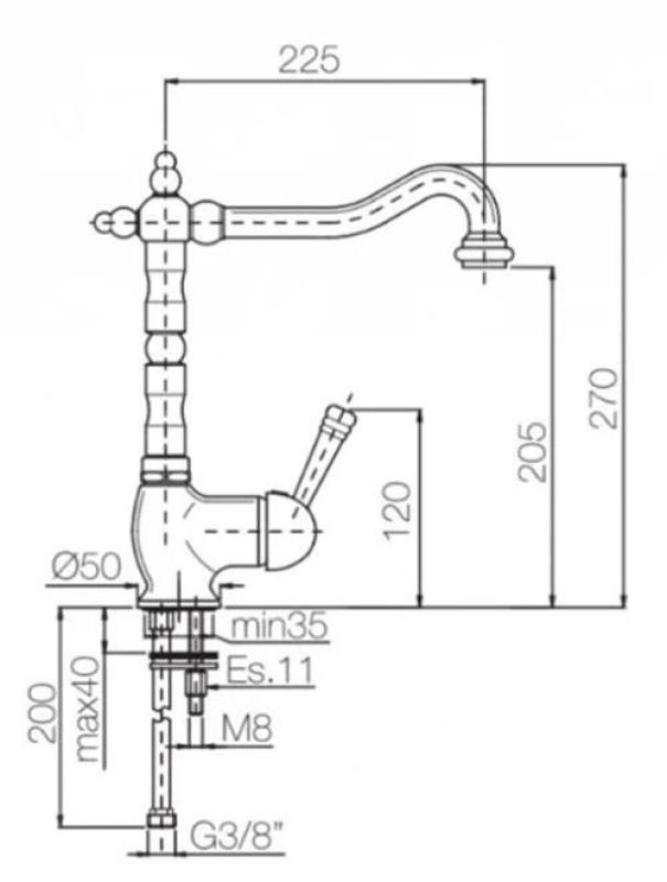 PB nostalgische eenhendel keukenkraan opbouw witte hendel RVS 1208952878