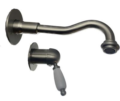 PB nostalgische inbouw wastafelmengkraan Vintage uitloop 21cm RVS