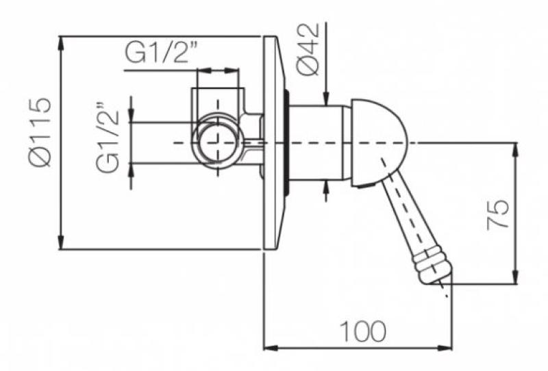 PB nostalgische Inbouw mengkraan met Witte Hendel RVS