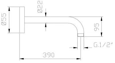 Rubio Round metalen muur Douche arm 40cm mat zwart 1208952901