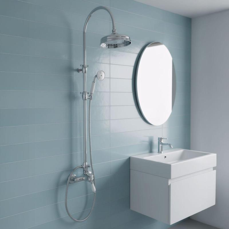 PB Nostalgische Douchemengkraan set met regendouche chroom