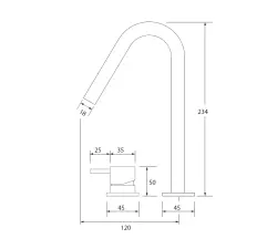 Waterevolution Flow uitloop tbv wastafelkraan v uitloop klein Gun Metal T1B112VGME
