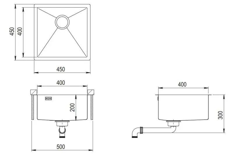 Ausmann Mosel RVS spoelbak goud kleur PVD Gold 40x40 onderbouw vlakbouw en opbouw 080914