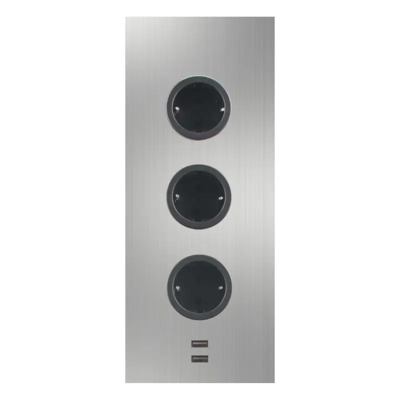 Indux Corner Еnergiezuil met 3 stopcontacten Randaarde en Dubbele USB-A&C-lader RVS 1208953216