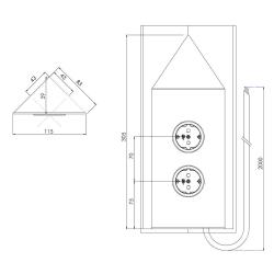 Indux Corner Еnergiezuil met 2 stopcontacten Randaarde Hoek Zwart 1208953221