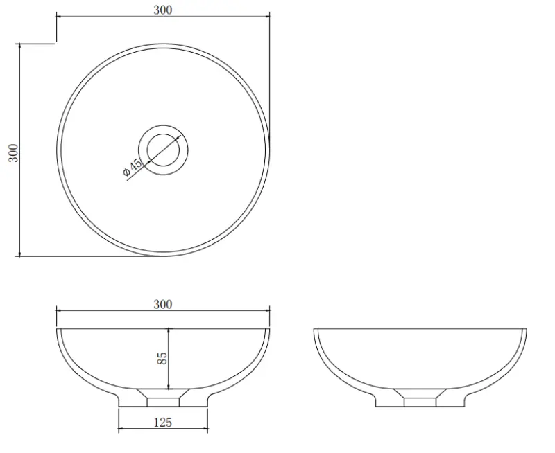 Solid S kleine waskom fontein Solid Surface rond 30 x 30 x 11 cm mat zwart 1208953271