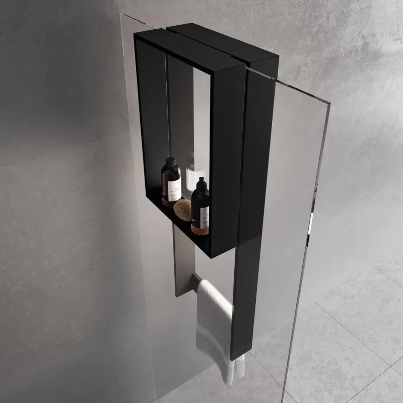 Design Bath douchenis doucherek en handdoekrek RVS-look voor over douchewand 1208953292