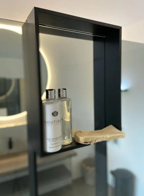 Design Bath douchenis doucherek en handdoekrek mat zwart voor over douchewand 12089532934