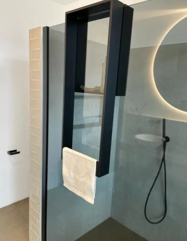 Design Bath douchenis doucherek en handdoekrek mat zwart voor over douchewand 12089532934