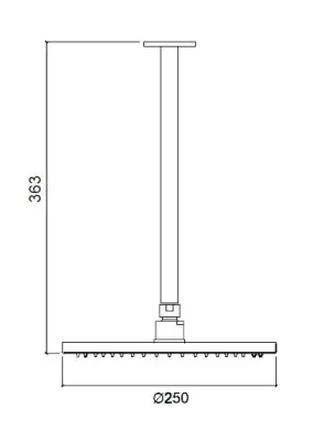 Waterevolution Flow hoofddouche 250mm met plafondaansluiting mat zwart T164225PR