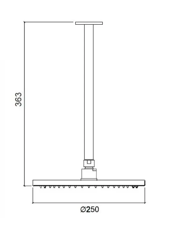 Waterevolution Flow hoofddouche 250mm met plafondaansluiting mat zwart T164225PR
